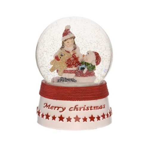 Rázógömb "Merry Christmas" felirattal 14,5 cm