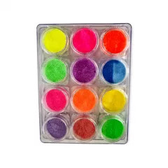 csillámpor készlet neon színekben -12 db